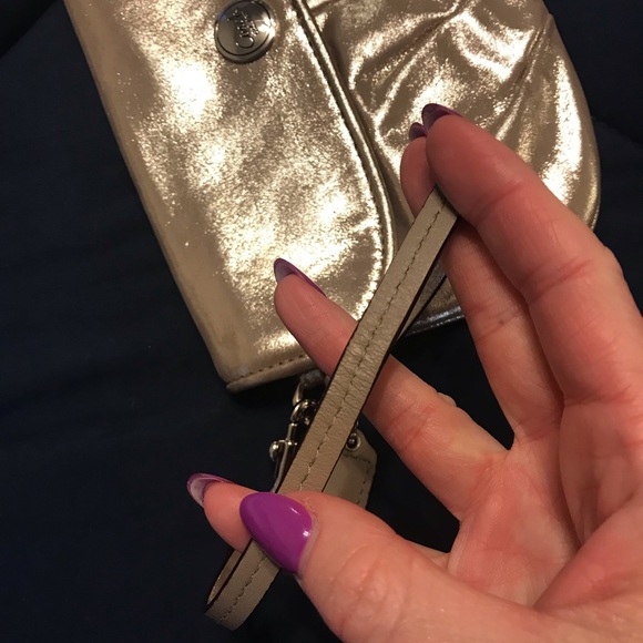 EUC Gold Shimmery Coach Wristlet - Picture 6 of 7